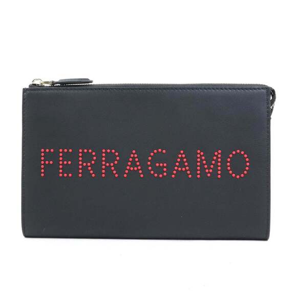 Salvatore Ferragamo clutch bag in black leather for men and women 56301a